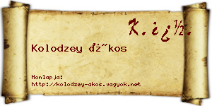 Kolodzey Ákos névjegykártya